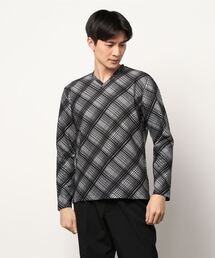 HIDEAWAYS NICOLE | ブリスターチェックジャカード長袖Vネック(Tシャツ/カットソー)