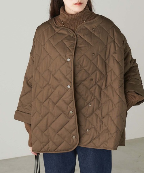 Chaco closet（チャコ クローゼット）の「ライナーキルトAラインノーカラーコート（ノーカラーコート・レディース・ブラック/カーキ/ネイビー/グレー/ベージュ・FREE）」の4枚目の写真