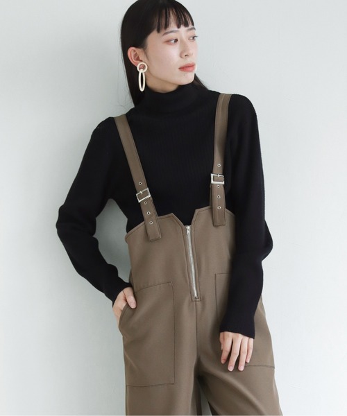 vingtrois（バントロア）の「【vingtrois】ステッチデザインツイルサロペット（サロペット/オーバーオール・レディース・ブラック/ブラウン/グリーン・M）」の4枚目の写真