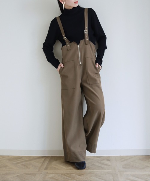 vingtrois（バントロア）の「【vingtrois】ステッチデザインツイルサロペット（サロペット/オーバーオール・レディース・ブラック/ブラウン/グリーン・M）」の11枚目の写真