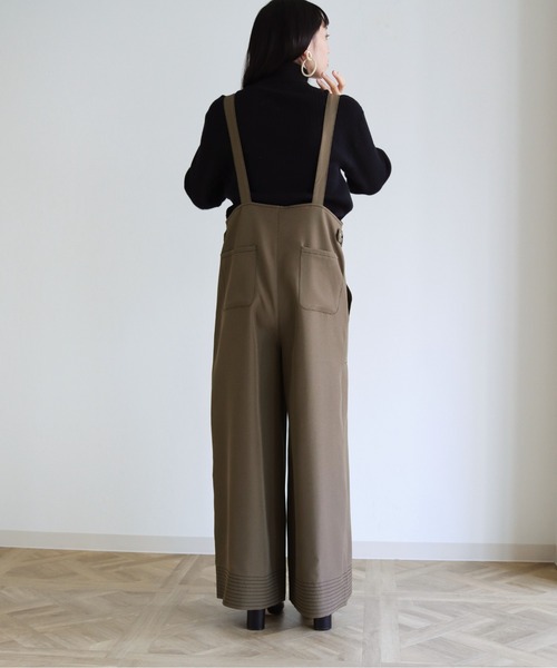 vingtrois（バントロア）の「【vingtrois】ステッチデザインツイルサロペット（サロペット/オーバーオール・レディース・ブラック/ブラウン/グリーン・M）」の7枚目の写真