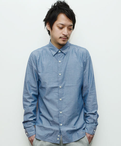 KATHARINE HAMNETT LONDON (キャサリンハムネットロンドン)の「【LAB】 ROPE INDIGO SHUTTLE / LABロープインディゴシャトルシャツ(シャツ/ブラウス・メンズ・ブルー/ネイビー・MEDIUM/SMALL/LARGE)」の1枚目の写真