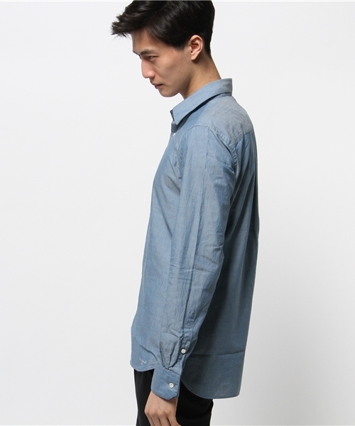 KATHARINE HAMNETT LONDON (キャサリンハムネットロンドン)の「【LAB】 ROPE INDIGO SHUTTLE / LABロープインディゴシャトルシャツ(シャツ/ブラウス・メンズ・ブルー/ネイビー・MEDIUM/SMALL/LARGE)」の4枚目の写真