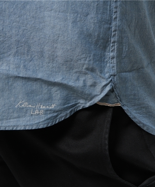 KATHARINE HAMNETT LONDON (キャサリンハムネットロンドン)の「【LAB】 ROPE INDIGO SHUTTLE / LABロープインディゴシャトルシャツ(シャツ/ブラウス・メンズ・ブルー/ネイビー・MEDIUM/SMALL/LARGE)」の8枚目の写真