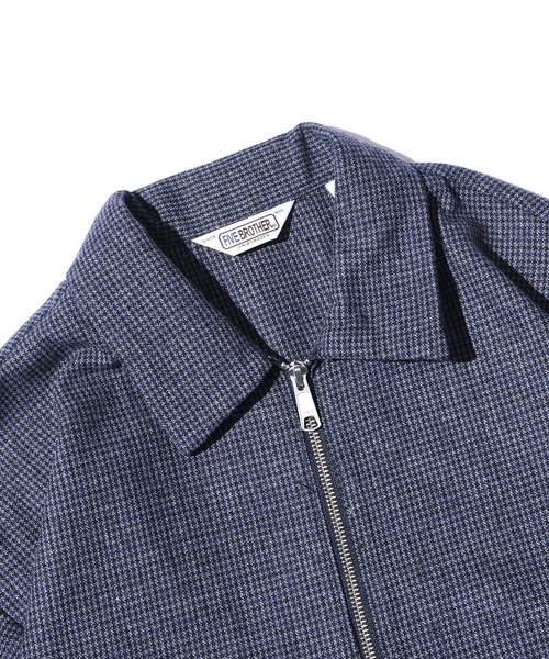 FIVEBROTHER（ファイブブラザー）の「FIVE BROTHER/ファイブブラザー HOUNDSTOOTH ZIP WORK JACKET シャツジャケット ブルゾン クラシック アメカジ（ブルゾン・メンズ・ブラウン/ブルー・M/L）」の5枚目の写真