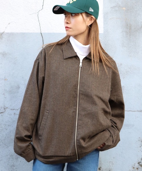 FIVEBROTHER（ファイブブラザー）の「FIVE BROTHER/ファイブブラザー HOUNDSTOOTH ZIP WORK JACKET シャツジャケット ブルゾン クラシック アメカジ（ブルゾン・メンズ・ブラウン/ブルー・M/L）」の12枚目の写真