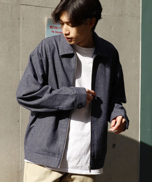 FIVEBROTHER（ファイブブラザー）の「FIVE BROTHER/ファイブブラザー HOUNDSTOOTH ZIP WORK JACKET シャツジャケット ブルゾン クラシック アメカジ（ブルゾン・メンズ・ブラウン/ブルー・M/L）」の14枚目の写真