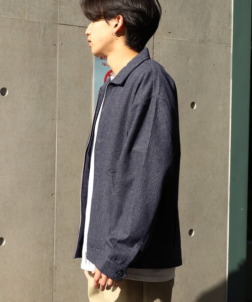 FIVEBROTHER（ファイブブラザー）の「FIVE BROTHER/ファイブブラザー HOUNDSTOOTH ZIP WORK JACKET シャツジャケット ブルゾン クラシック アメカジ（ブルゾン・メンズ・ブラウン/ブルー・M/L）」の9枚目の写真