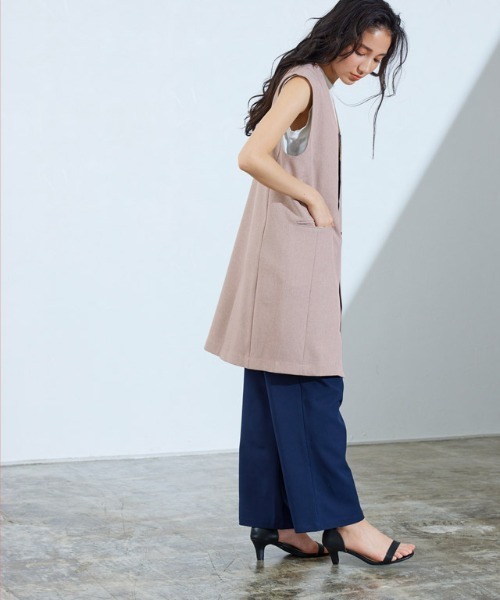 Pierrot（ピエロ）の「リネンライクノーカラージレ（ノーカラージャケット・レディース・ベージュ/ブルー系その他・M/L）」の7枚目の写真