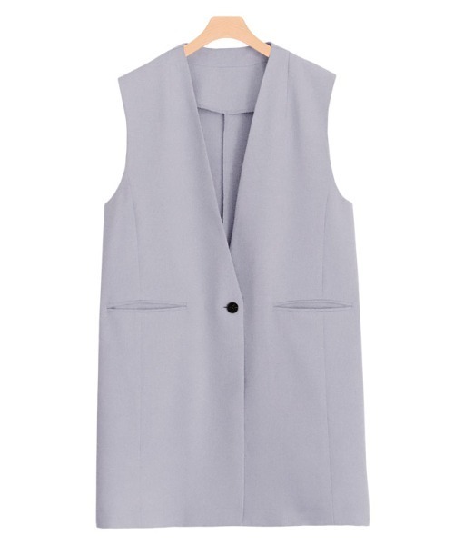 Pierrot（ピエロ）の「リネンライクノーカラージレ（ノーカラージャケット・レディース・ベージュ/ブルー系その他・M/L）」の11枚目の写真