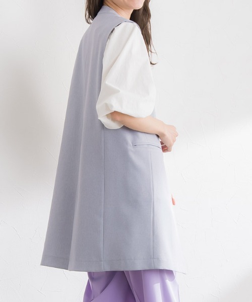 Pierrot（ピエロ）の「リネンライクノーカラージレ（ノーカラージャケット・レディース・ベージュ/ブルー系その他・M/L）」の12枚目の写真