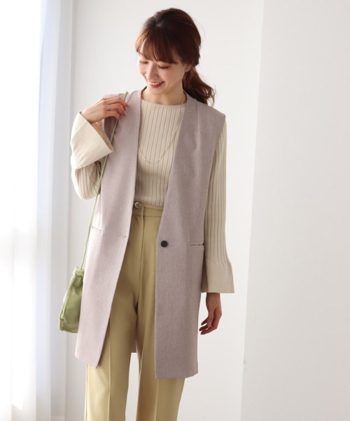 Pierrot（ピエロ）の「リネンライクノーカラージレ（ノーカラージャケット・レディース・ベージュ/ブルー系その他・M/L）」の21枚目の写真