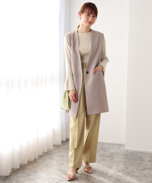 Pierrot（ピエロ）の「リネンライクノーカラージレ（ノーカラージャケット・レディース・ベージュ/ブルー系その他・M/L）」の20枚目の写真