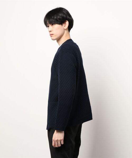 HIDEAWAYS NICOLE（ハイダウェイニコル）の「12GG ニットカーディガン（カーディガン/ボレロ・メンズ・ブラック×グレー/ホワイト×ホワイト/ホワイト×ブラック/ネイビー系・MEDIUM/LARGE）」の14枚目の写真