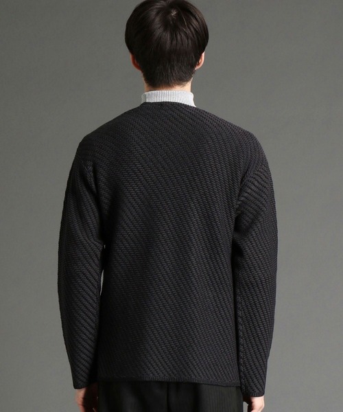 HIDEAWAYS NICOLE（ハイダウェイニコル）の「12GG ニットカーディガン（カーディガン/ボレロ・メンズ・ブラック×グレー/ホワイト×ホワイト/ホワイト×ブラック/ネイビー系・MEDIUM/LARGE）」の9枚目の写真