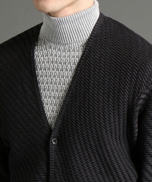 HIDEAWAYS NICOLE（ハイダウェイニコル）の「12GG ニットカーディガン（カーディガン/ボレロ・メンズ・ブラック×グレー/ホワイト×ホワイト/ホワイト×ブラック/ネイビー系・MEDIUM/LARGE）」の13枚目の写真