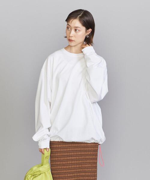 VOTE MAKE NEW CLOTHES（ボートメイクニュークローズ）の「＜VOTE MAKE NEW CLOTHES＞ドローコード ロングスリーブ Tシャツ -ウォッシャブル-（Tシャツ/カットソー・レディース・ホワイト/ブラック・FREE）」の6枚目の写真