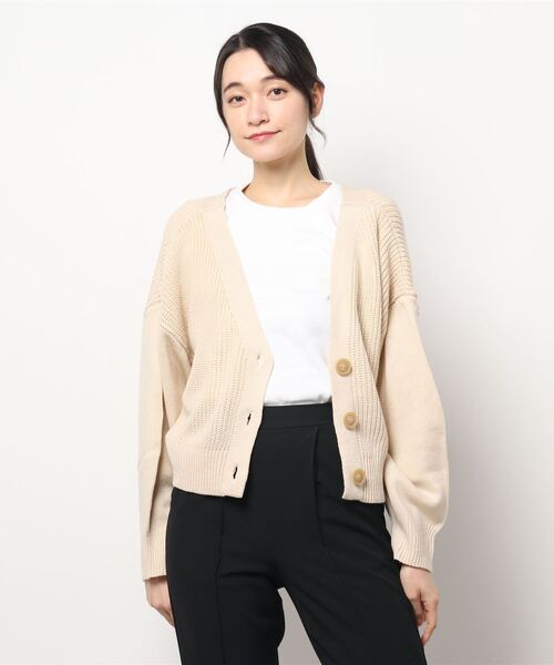 ehka sopo（エヘカソポ）の「レースアップVネックカーディガン（カーディガン/ボレロ・レディース・ベージュ/グレー/チャコール/キナリ・ﾌﾘ-）」の5枚目の写真