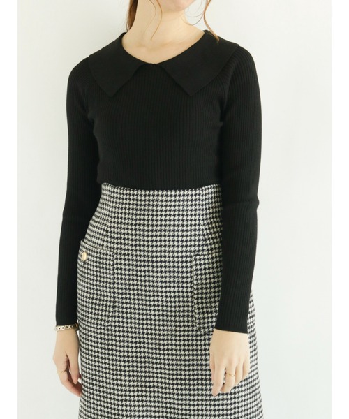 Te chichi（テチチ）の「フラットカラーリブニット（ニット/セーター・レディース・ブラック/ベージュ/グレー・ﾌﾘ-）」の2枚目の写真