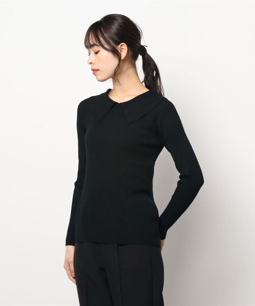 Te chichi（テチチ）の「フラットカラーリブニット（ニット/セーター・レディース・ブラック/ベージュ/グレー・ﾌﾘ-）」の6枚目の写真