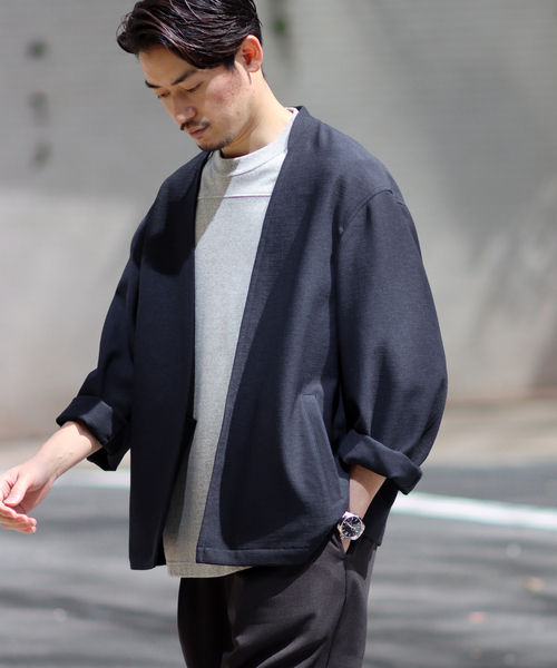 JOURNAL STANDARD（ジャーナルスタンダード）の「【 RIRANCHA(R)】ブッチャー ボタンレス カーディガンジャケット（カーディガン/ボレロ・メンズ・ネイビー/ベージュ/チャコールグレー/ラスタ・SMALL/LARGE/MEDIUM）」の3枚目の写真