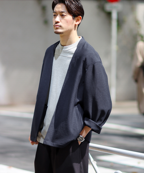 JOURNAL STANDARD（ジャーナルスタンダード）の「【 RIRANCHA(R)】ブッチャー ボタンレス カーディガンジャケット（カーディガン/ボレロ・メンズ・ネイビー/ベージュ/チャコールグレー/ラスタ・SMALL/LARGE/MEDIUM）」の5枚目の写真