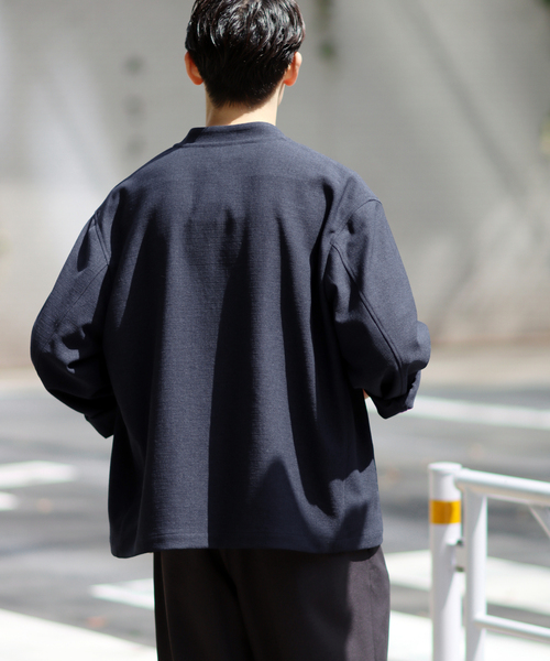 JOURNAL STANDARD（ジャーナルスタンダード）の「【 RIRANCHA(R)】ブッチャー ボタンレス カーディガンジャケット（カーディガン/ボレロ・メンズ・ネイビー/ベージュ/チャコールグレー/ラスタ・SMALL/LARGE/MEDIUM）」の6枚目の写真