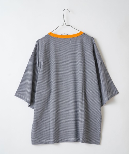 WHIMSIC(ウィムジック)の「【WHIMSIC】マイクロボーダーTシャツ(Tシャツ/カットソー・レディース・ネイビー/ブラウン/モカ/ピンク/グレー/ブルー・FREE)」の11枚目の写真