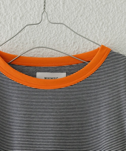 WHIMSIC(ウィムジック)の「【WHIMSIC】マイクロボーダーTシャツ(Tシャツ/カットソー・レディース・ネイビー/ブラウン/モカ/ピンク/グレー/ブルー・FREE)」の9枚目の写真