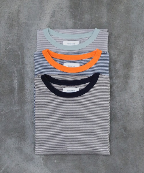 WHIMSIC(ウィムジック)の「【WHIMSIC】マイクロボーダーTシャツ(Tシャツ/カットソー・レディース・ネイビー/ブラウン/モカ/ピンク/グレー/ブルー・FREE)」の8枚目の写真