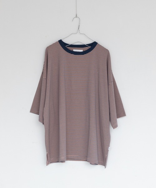 WHIMSIC(ウィムジック)の「【WHIMSIC】マイクロボーダーTシャツ(Tシャツ/カットソー・レディース・ネイビー/ブラウン/モカ/ピンク/グレー/ブルー・FREE)」の21枚目の写真