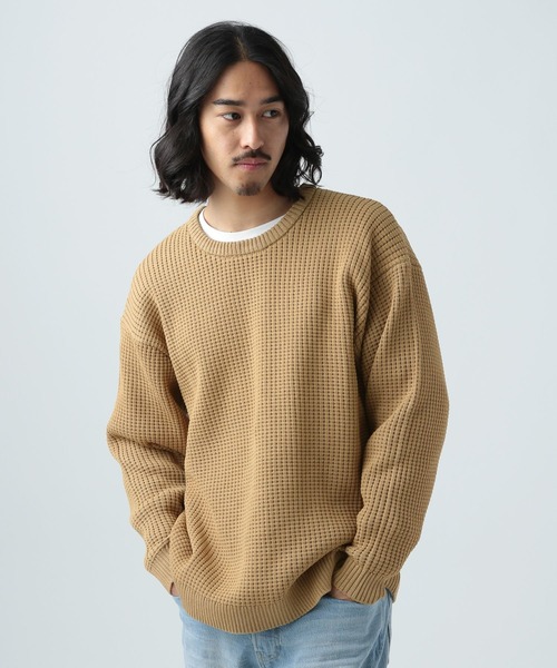 BAYFLOW(ベイフロー)の「7Gワッフルニットプルオーバー(ニット/セーター・メンズ・ベージュ/ネイビー/オフホワイト/ブルー/ピンク・MEDIUM/LARGE)」の3枚目の写真