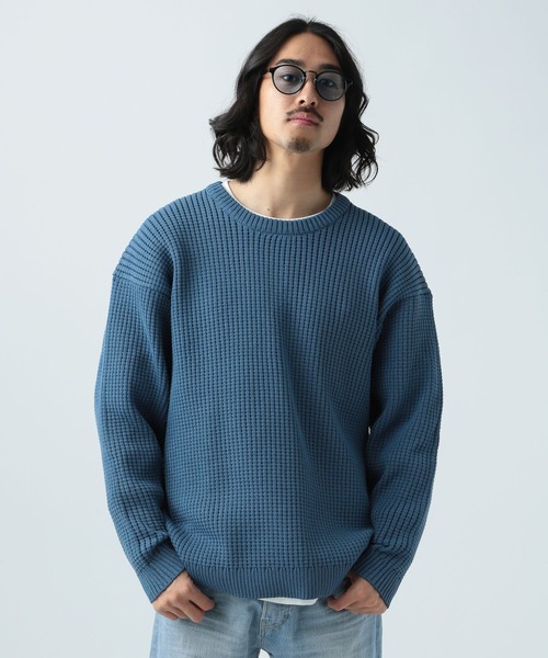 BAYFLOW(ベイフロー)の「7Gワッフルニットプルオーバー(ニット/セーター・メンズ・ベージュ/ネイビー/オフホワイト/ブルー/ピンク・MEDIUM/LARGE)」の1枚目の写真