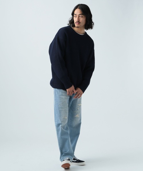 BAYFLOW(ベイフロー)の「7Gワッフルニットプルオーバー(ニット/セーター・メンズ・ベージュ/ネイビー/オフホワイト/ブルー/ピンク・MEDIUM/LARGE)」の6枚目の写真