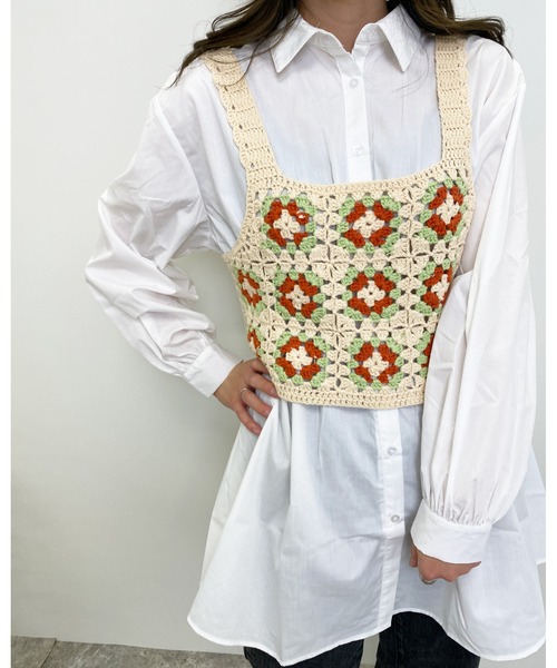 INGNI(イング)の「カラーかぎ針ビスチェ+シャツセット(その他トップス・レディース・オレンジ/ブルー/グリーン・M)」の2枚目の写真