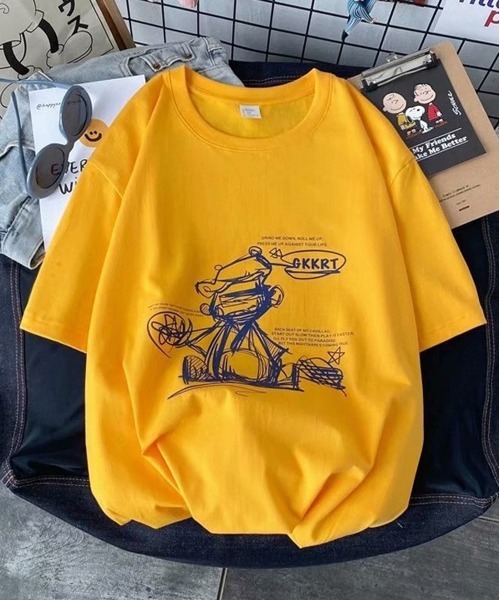 NEW GENTLEMAN(ニュージェントルマン)の「GKKRT オーバーサイズTシャツ(Tシャツ/カットソー・メンズ・ホワイト/ブラック/イエロー・M/L/XL)」の3枚目の写真