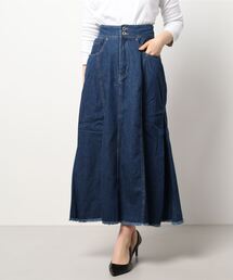 Samansa Mos2 blue | ECO DENIM フレアスカート(デニムスカート)