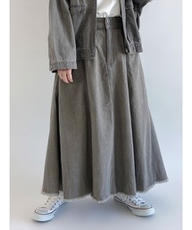 Samansa Mos2 blue | ECO DENIM フレアスカート(デニムスカート)