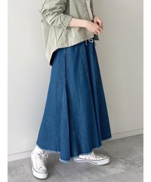 Samansa Mos2 blue | ECO DENIM フレアスカート(デニムスカート)