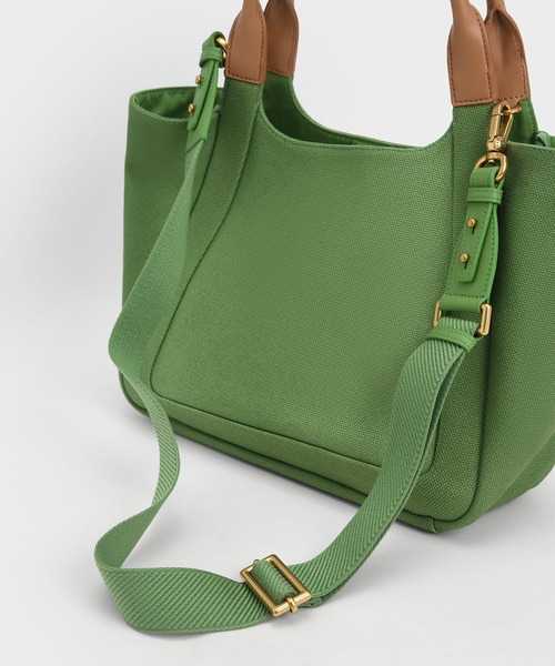 Leather Trim Canvas Large Shopper Tote ラージ トート バッグ Leather Trim Canvas Large Shopper Tote ラージ トート バッグ