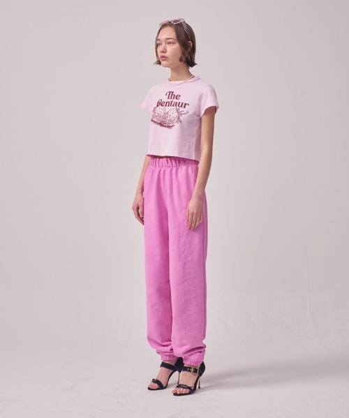 美品♡エルメス コットンシルク ニット カットソー Tシャツ ピンクパープル A'GEM/9 × .kom『THE CENTAUR/ザセントール』STRAWBERRY CROPPED