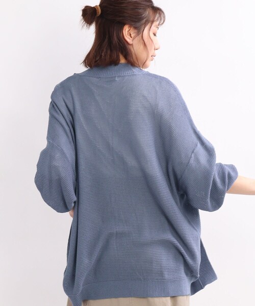 SHOO・LA・RUE（シューラルー）の「◆【洗濯機可】リネンタッチ度違い天竺カーディガン（カーディガン/ボレロ・レディース・ブラック/ブルー/ライトグリーン/ベビーピンク/ベージュ系その他7/グレー系8・00）」の9枚目の写真