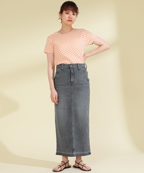 Ray BEAMS（レイビームス）の「Ray BEAMS / フクレ ジャカード チェッカー Tシャツ（Tシャツ/カットソー・レディース・ライトブルー/ダークブラウン/オレンジ・ONE SIZE）」の5枚目の写真