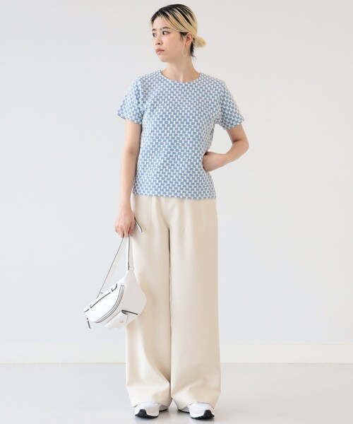 Ray BEAMS（レイビームス）の「Ray BEAMS / フクレ ジャカード チェッカー Tシャツ（Tシャツ/カットソー・レディース・ライトブルー/ダークブラウン/オレンジ・ONE SIZE）」の21枚目の写真