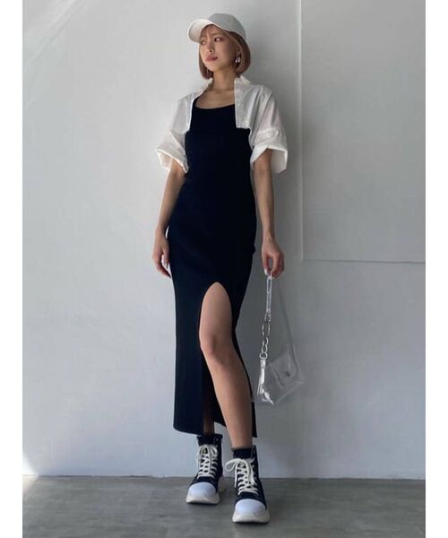 EMODA（エモダ）の「リブスリットマキシニットワンピース（ワンピース・レディース・グレー/ブラック/ブルー・FREE）」の15枚目の写真
