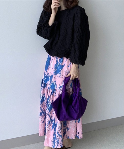 AMELY（エミリー）の「シフォンパフスリーブ トップス（シャツ/ブラウス・レディース・ベージュ/ブラック・FREE）」の10枚目の写真