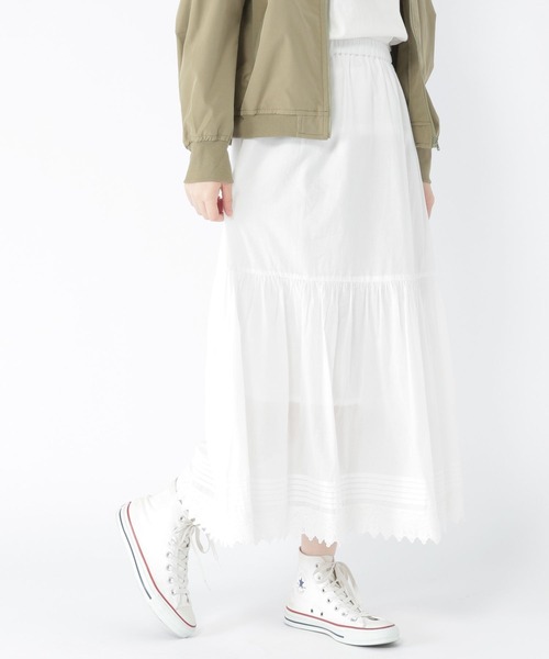 studio CLIP（スタディオクリップ）の「コットンボイルレーススカート（スカート・レディース・ブラック/オフホワイト/ラベンダー・FREE）」の2枚目の写真