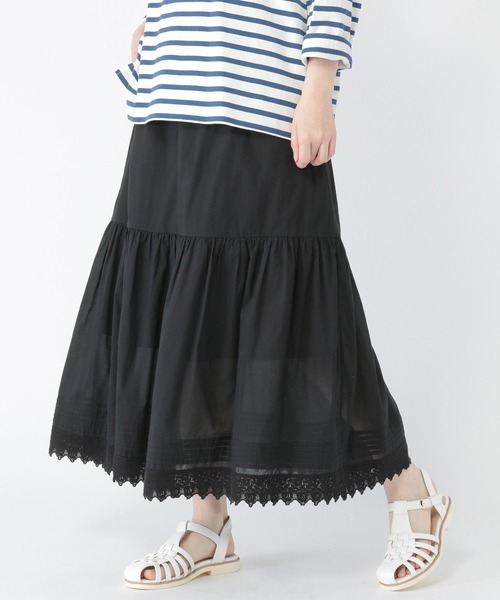 studio CLIP（スタディオクリップ）の「コットンボイルレーススカート（スカート・レディース・ブラック/オフホワイト/ラベンダー・FREE）」の3枚目の写真