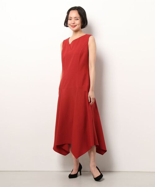 BDONNA(ビドンナ)の「シック&シンストレッチツイル ハンカチーフヘムワンピース(ワンピース・レディース・ブラック/レッド・MEDIUM)」の10枚目の写真