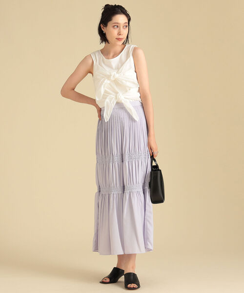 Ray BEAMS（レイビームス）の「Ray BEAMS / ピンタック シャーリング スカート（スカート・レディース・ブラック/ラベンダー・1/0）」の13枚目の写真